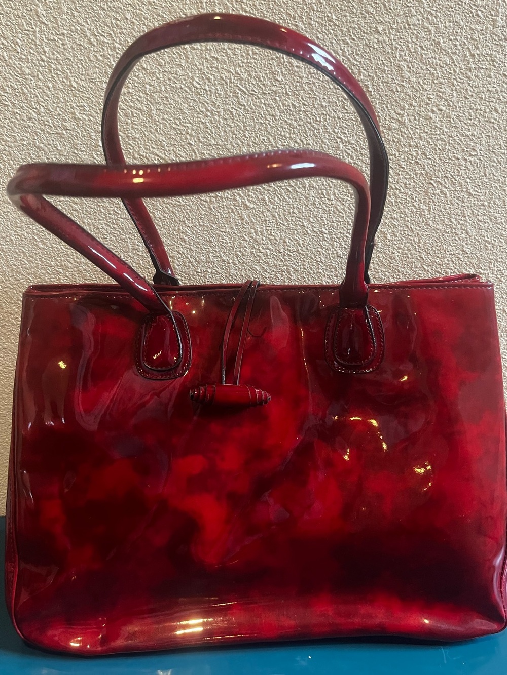 Elizabeth Arden Shiny Burgundy Patent Tote